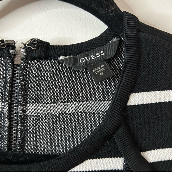 Guess Black With White Stripe Bodycon Mini Dress Size Medium NEW - Picture 2 of 6